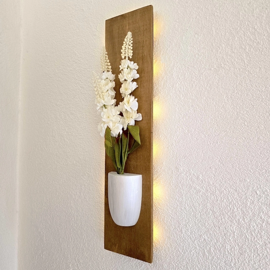 Led%20Işıklı,%20Beyaz%20Şebboy%20Çiçekli%20Duvar%20Dekoru,%20Meşe