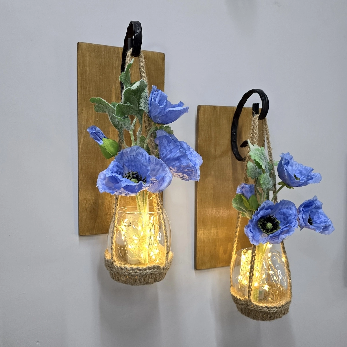 Duvar%20Dekoru,%20Led%20Işıklı,%20Mavi%20Gelincik%20Çiçekli,%20Meşe%20Aplik%20İkili%20Set