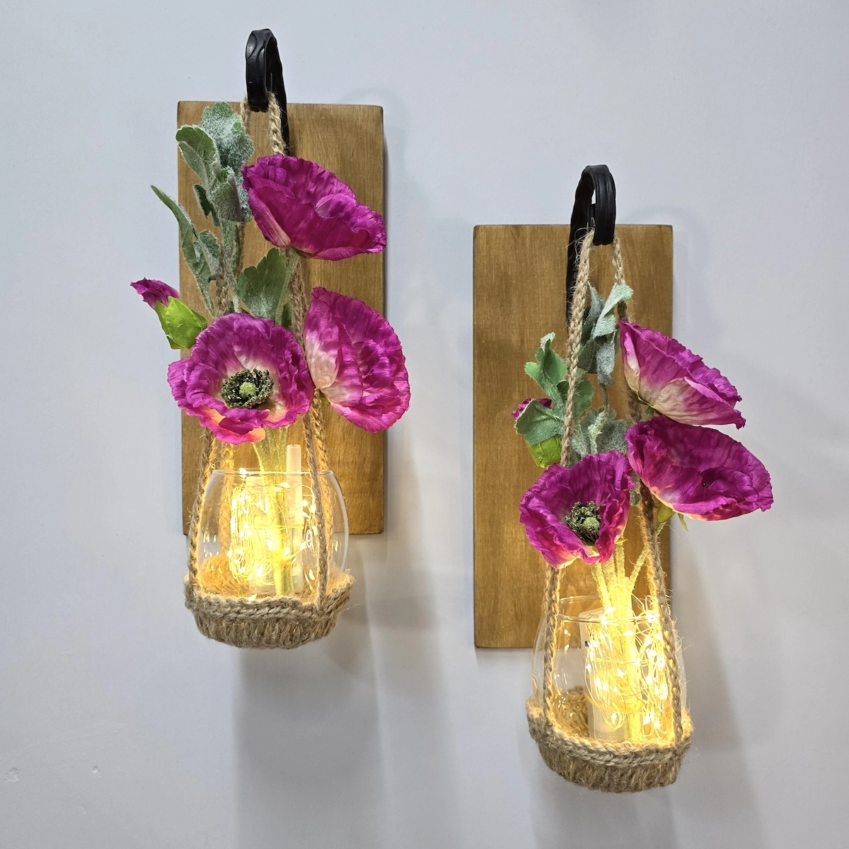 Duvar%20Dekoru,%20Led%20Işıklı,%20Pembe%20Gelincik%20Çiçekli,%20Meşe%20Aplik%20İkili%20Set