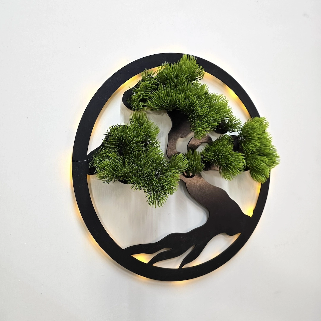 Led%20Işıklı%20ve%20Yeşil%20Bonsai%20Ağaç%20Tablo%2040cm