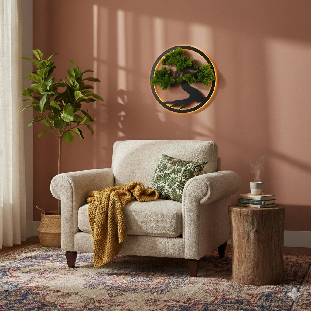 Led%20Işıklı%20ve%20Yeşil%20Bonsai%20Ağaç%20Tablo%2040cm