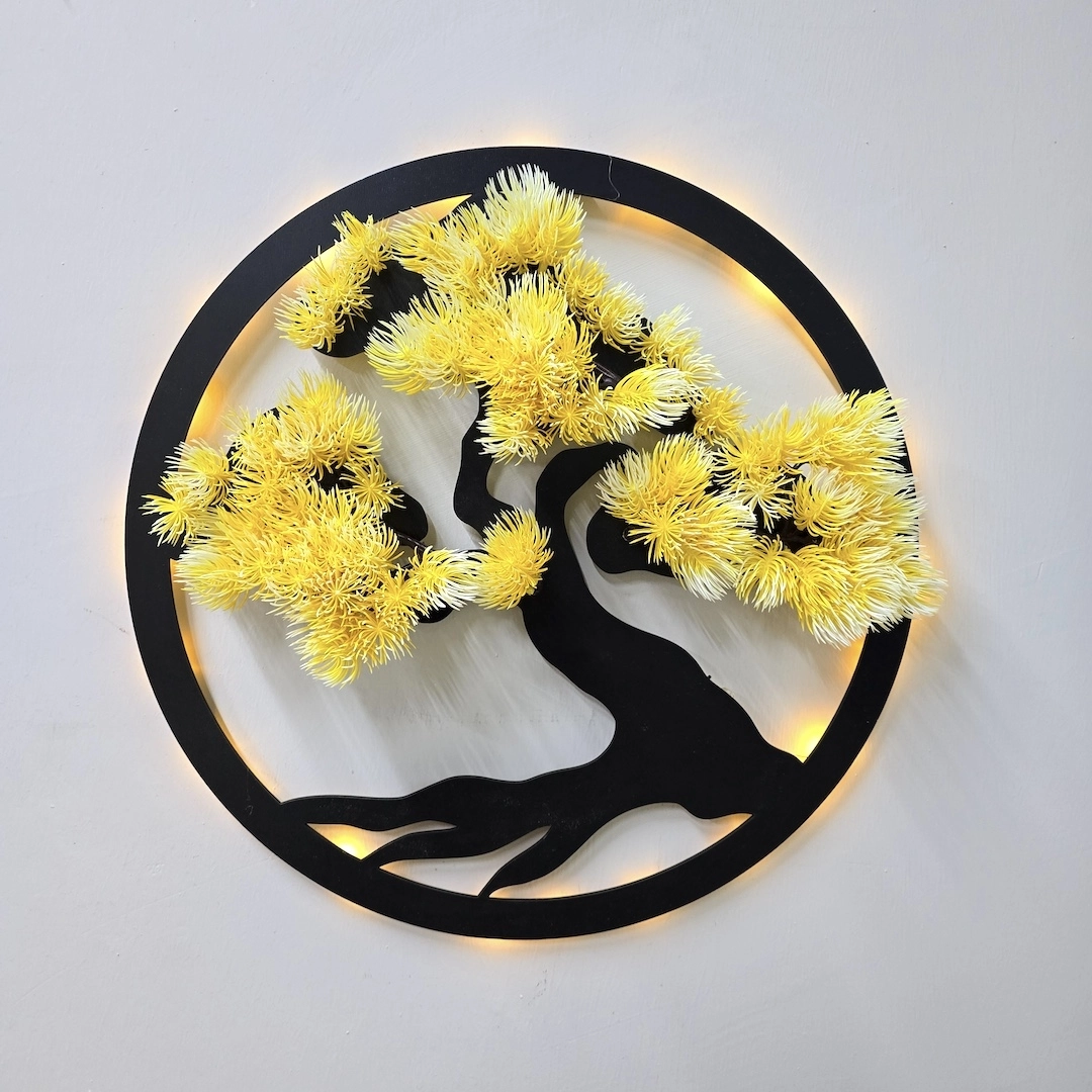 Led%20Işıklı%20ve%20Sarı%20Bonsai%20Ağaç%20Tablo%2040cm