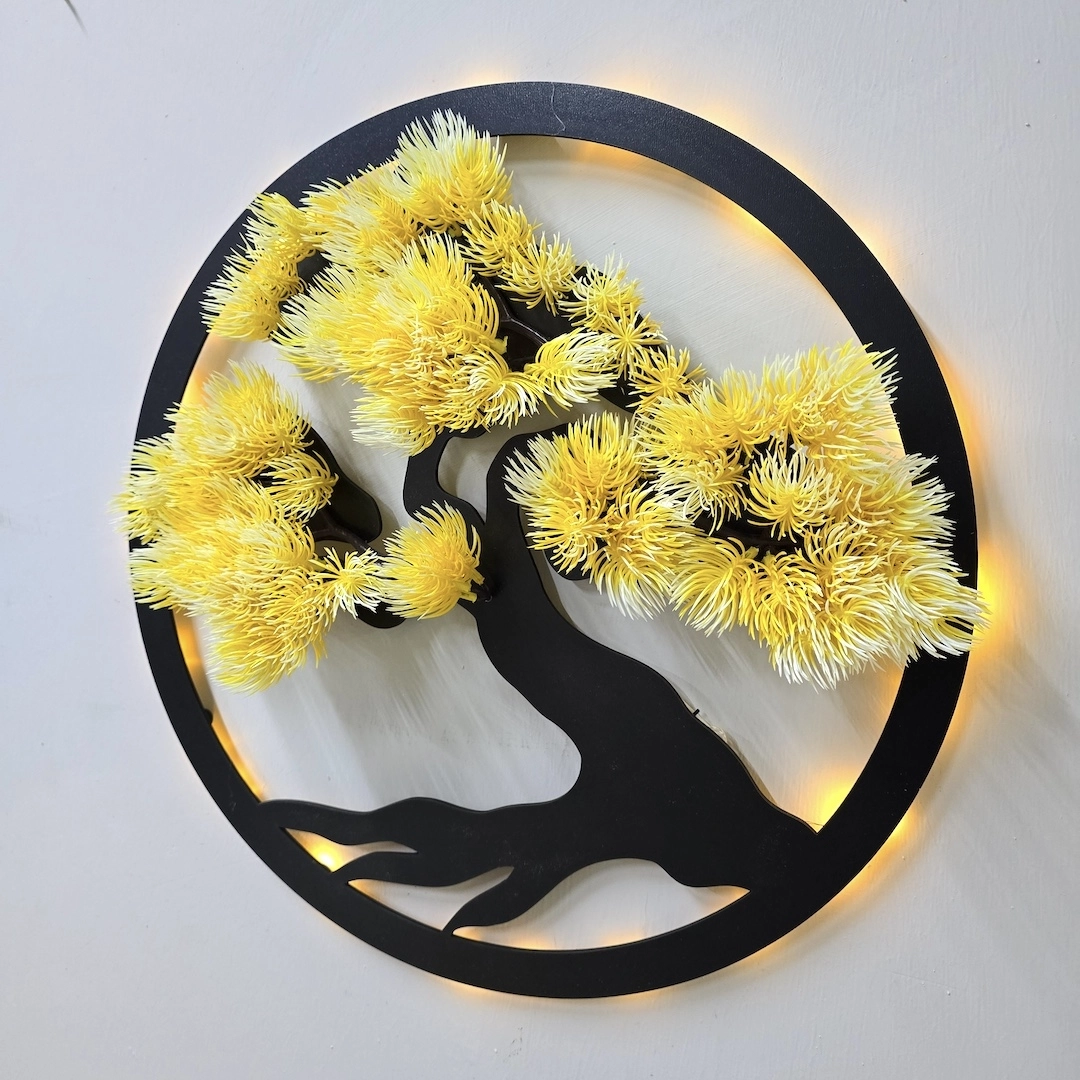 Led%20Işıklı%20ve%20Sarı%20Bonsai%20Ağaç%20Tablo%2040cm