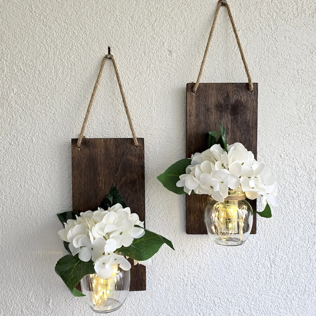 Led%20Işıklı,%20Beyaz%20Islak%20Ortanca%20Çiçekli%20Duvar%20Dekoru%20Ceviz%20İkili%20Set