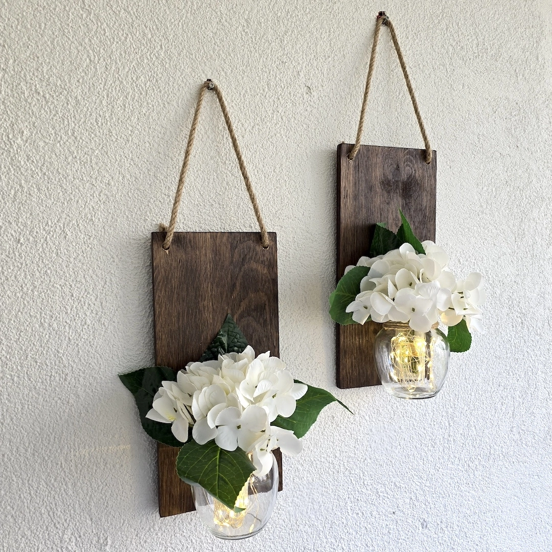 Led%20Işıklı,%20Beyaz%20Islak%20Ortanca%20Çiçekli%20Duvar%20Dekoru%20Ceviz%20İkili%20Set