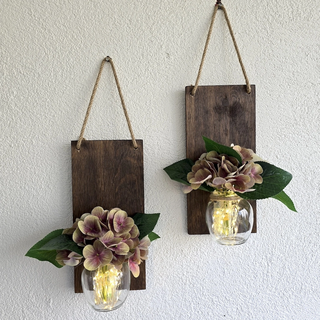 Led%20Işıklı,%20Yeşil%20Islak%20Ortanca%20Çiçekli%20Duvar%20Dekoru%20Ceviz%20İkili%20Set