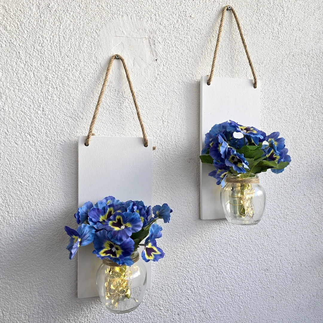 Led%20Işıklı,%20Mavi%20Menekşe%20Çiçekli%20Duvar%20Dekoru%20Beyaz%20İkili%20Set