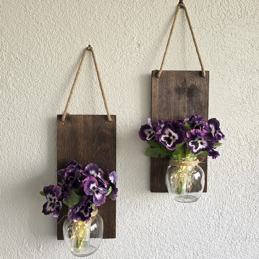 Led%20Işıklı,%20Mor%20Menekşe%20Çiçekli%20Duvar%20Dekoru%20Ceviz%20İkili%20Set