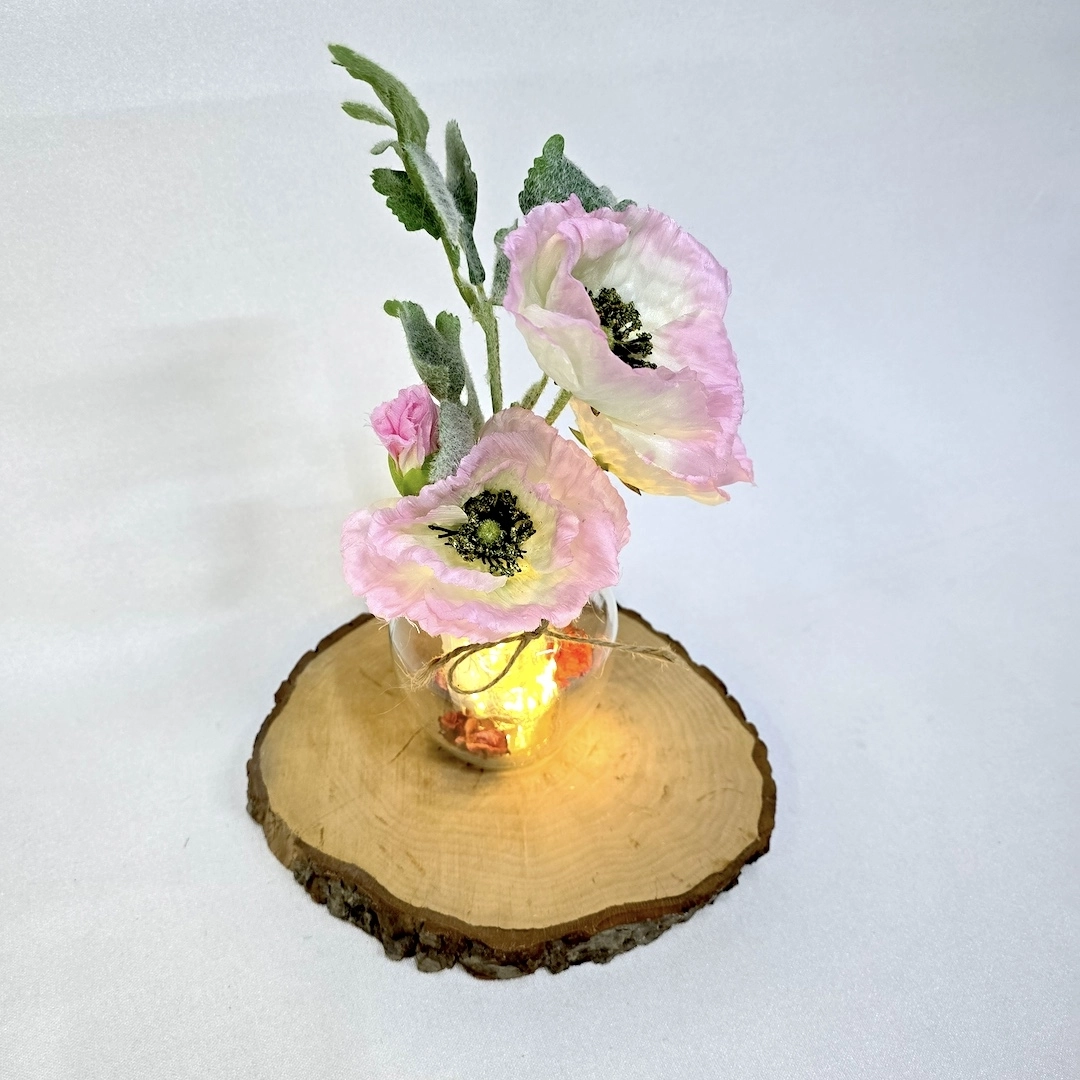 Pembe%20Gelincik%20Çiçekli,%20Led%20Işıklı%20Dekoratif%20Vazo