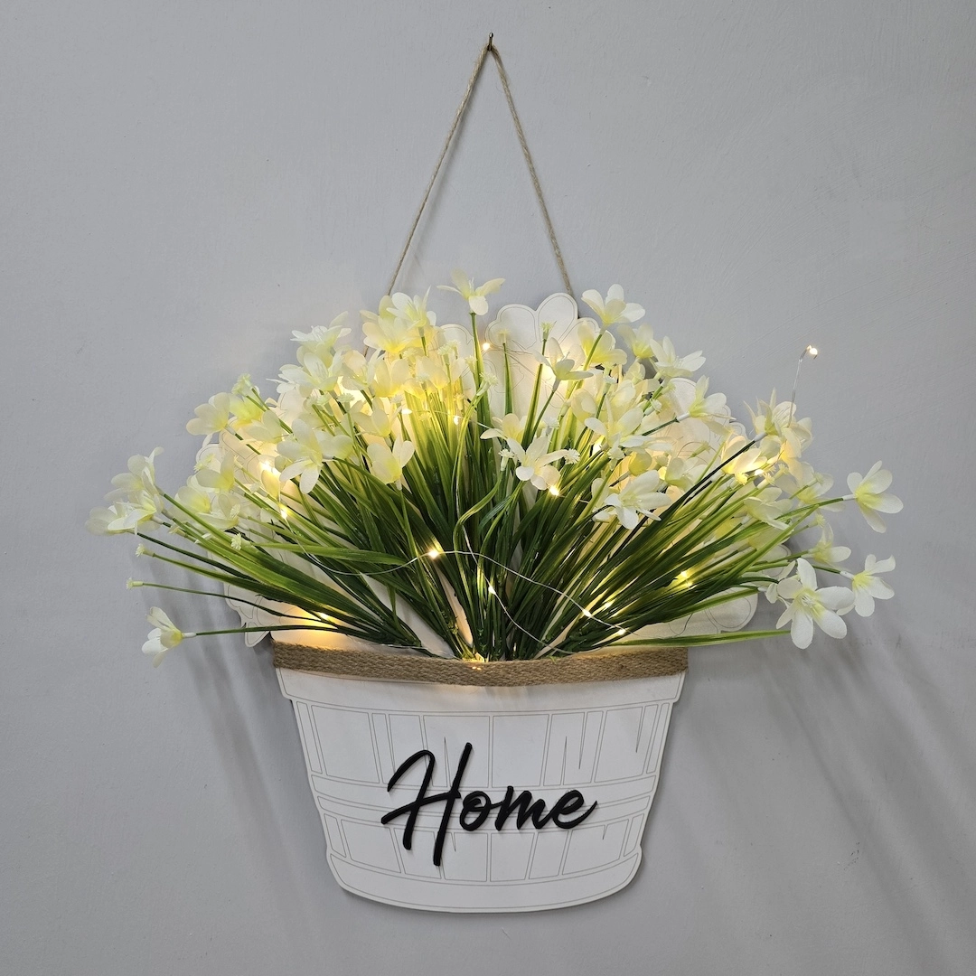 Led%20Işıklı%20ve%20Beyaz%20Nergis%20Çiçekli%20Kapı%20ve%20Duvar%20Dekoru