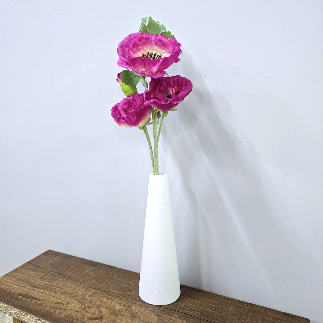 Fuşya%20Gelincik,%20Beyaz%20Vazo%2040cm