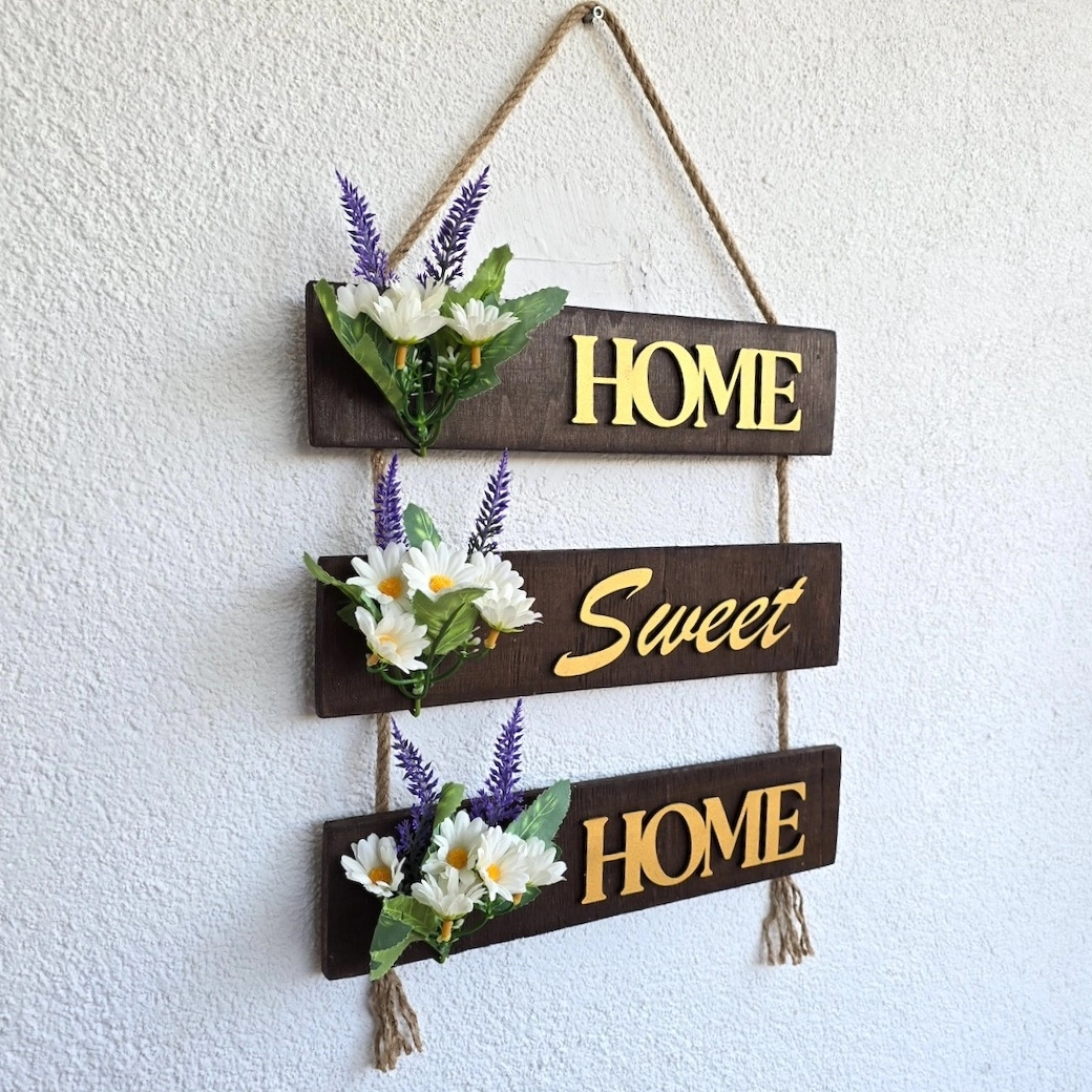 Papatya%20Çiçekli%20Home,%20Sweet,%20Home%20Kapı%20ve%20Duvar%20Süsü