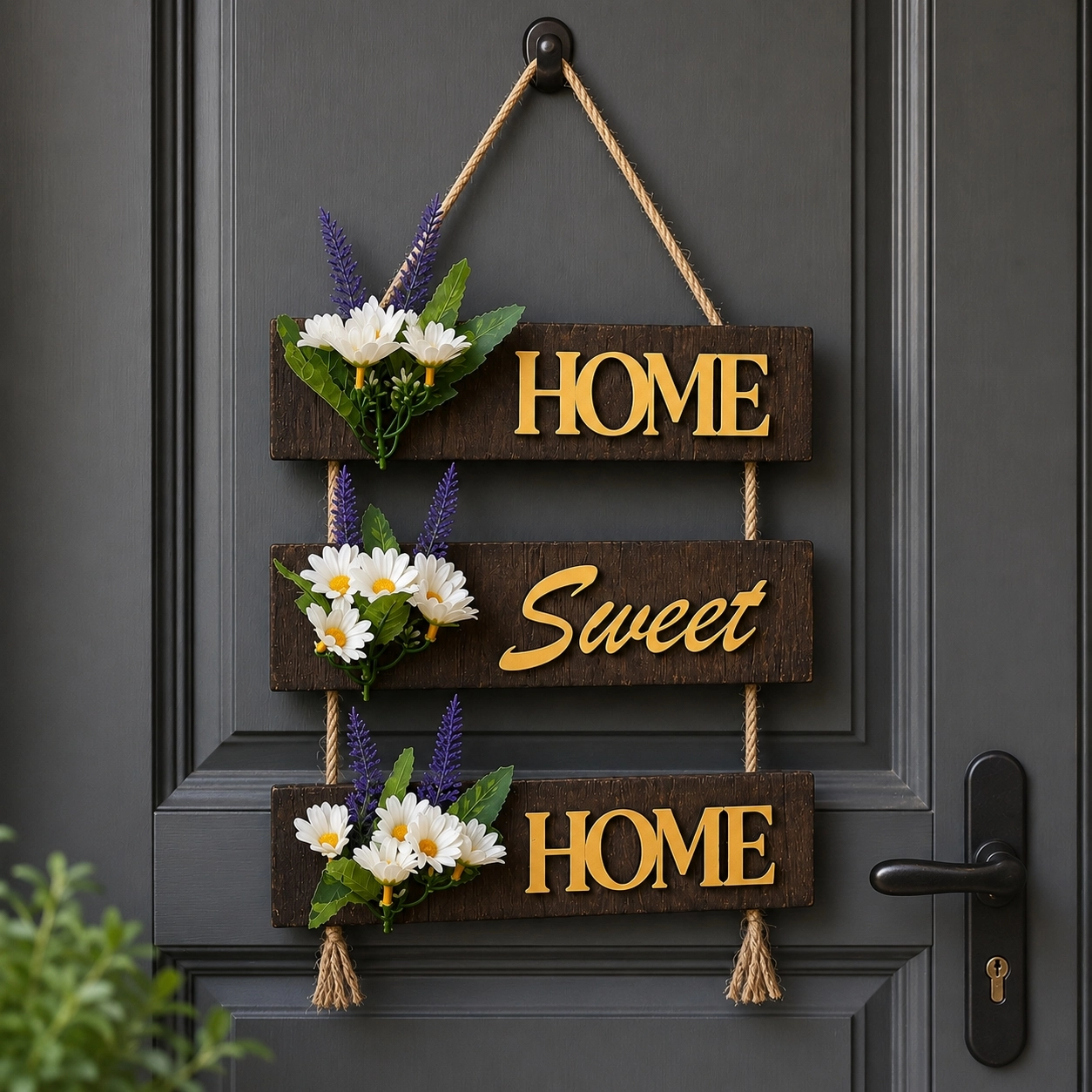 Papatya%20Çiçekli%20Home,%20Sweet,%20Home%20Kapı%20ve%20Duvar%20Süsü