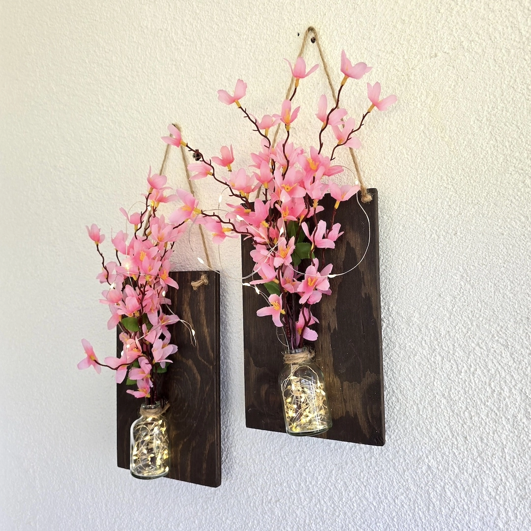 Pembe%20Sakura%20Çiçekli%20ve%20Led%20Işıklı%20Duvar%20Dekoru%202%20li%20Set%20-%20Ceviz