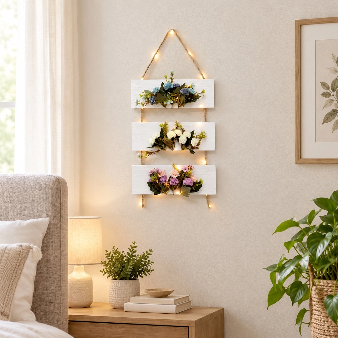 Pembe,%20Mavi%20ve%20Beyaz%20Karanfil%20Çiçekli,%20Led%20Işıklı%20Duvar%20Dekoru%20-%20Beyaz