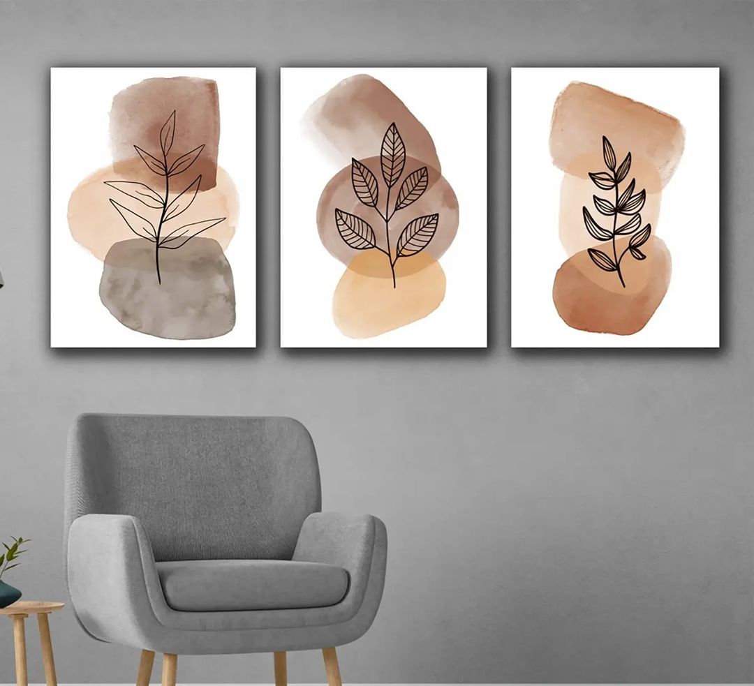 Yağlı Boya Efektli, Boya Kabartmalı Kanvas Tablo 3 lü Set