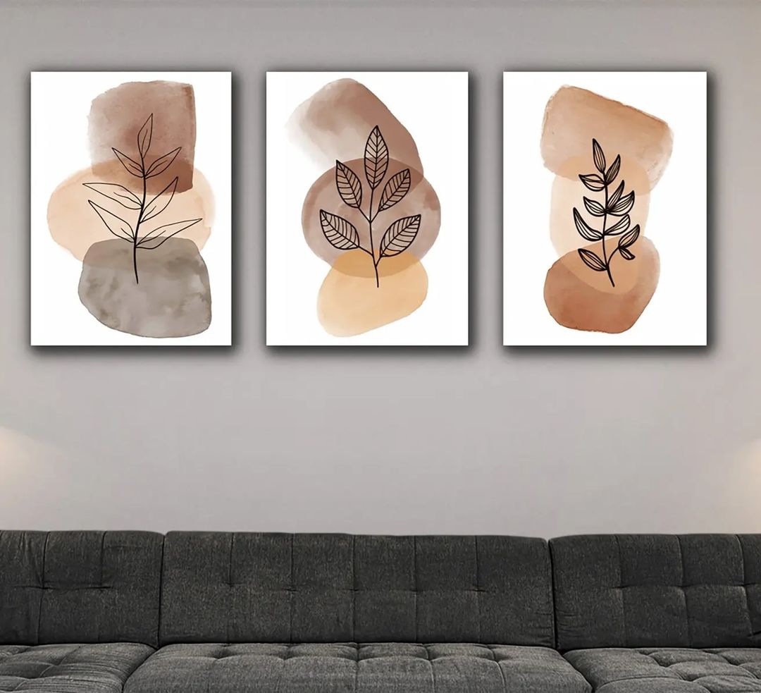 Yağlı Boya Efektli, Boya Kabartmalı Kanvas Tablo 3 lü Set