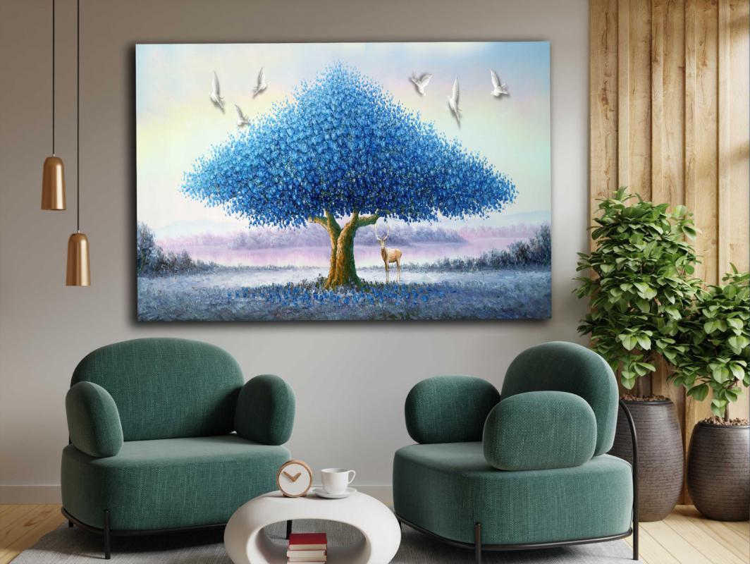 MAVİ%20AĞAÇ%20-%20Laminasyonlu%20Kanvas%20Tablo