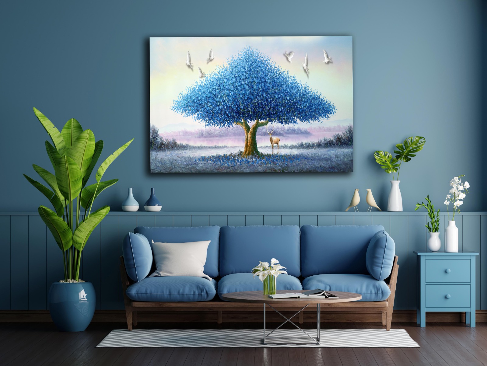 MAVİ%20AĞAÇ%20-%20Laminasyonlu%20Kanvas%20Tablo