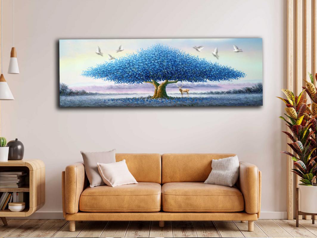 MAVİ%20AĞAÇ%20-%20Laminasyonlu%20Kanvas%20Tablo