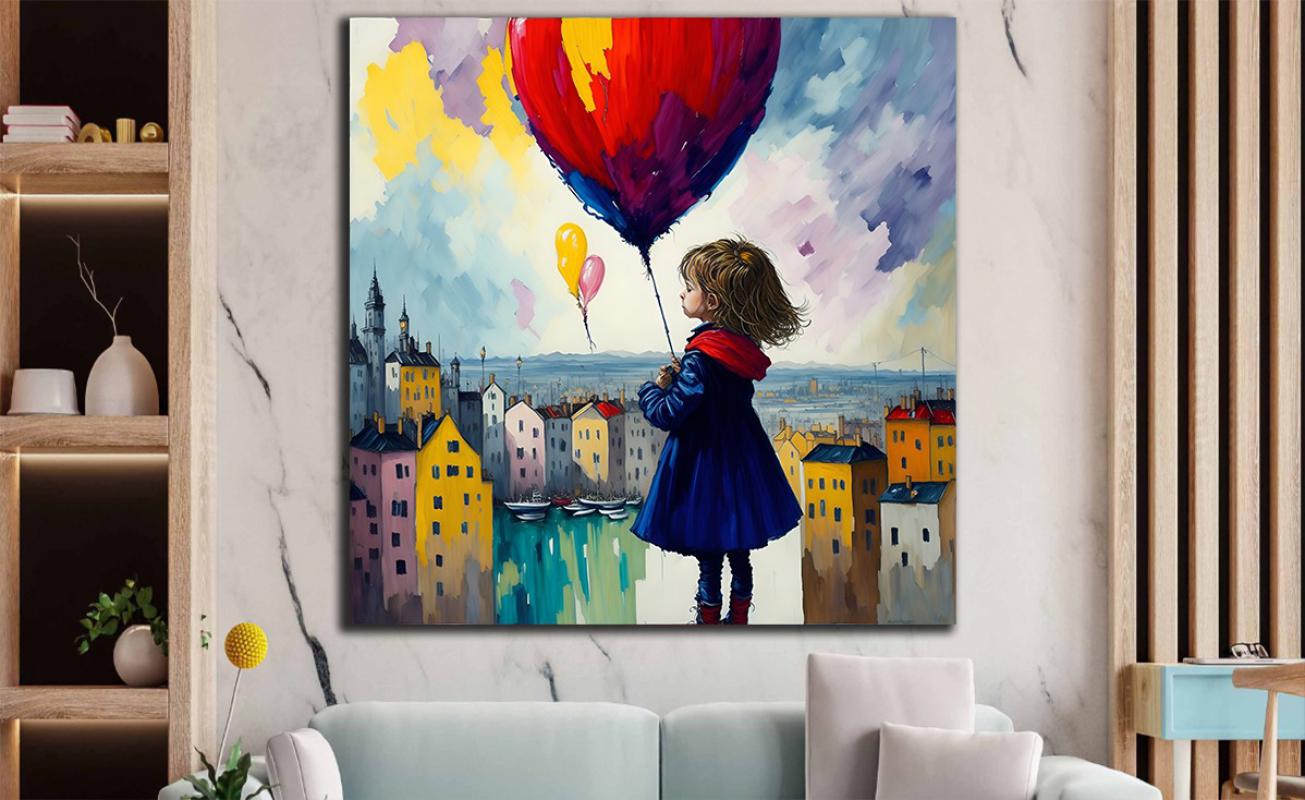 BALONLU%20KIZ%20-%20%20Laminasyonlu%20Kanvas%20Tablo