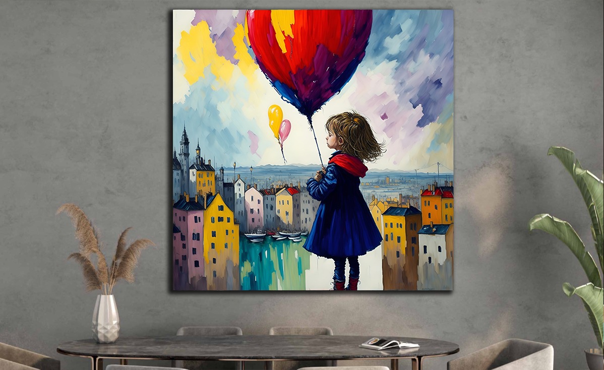 BALONLU%20KIZ%20-%20%20Laminasyonlu%20Kanvas%20Tablo