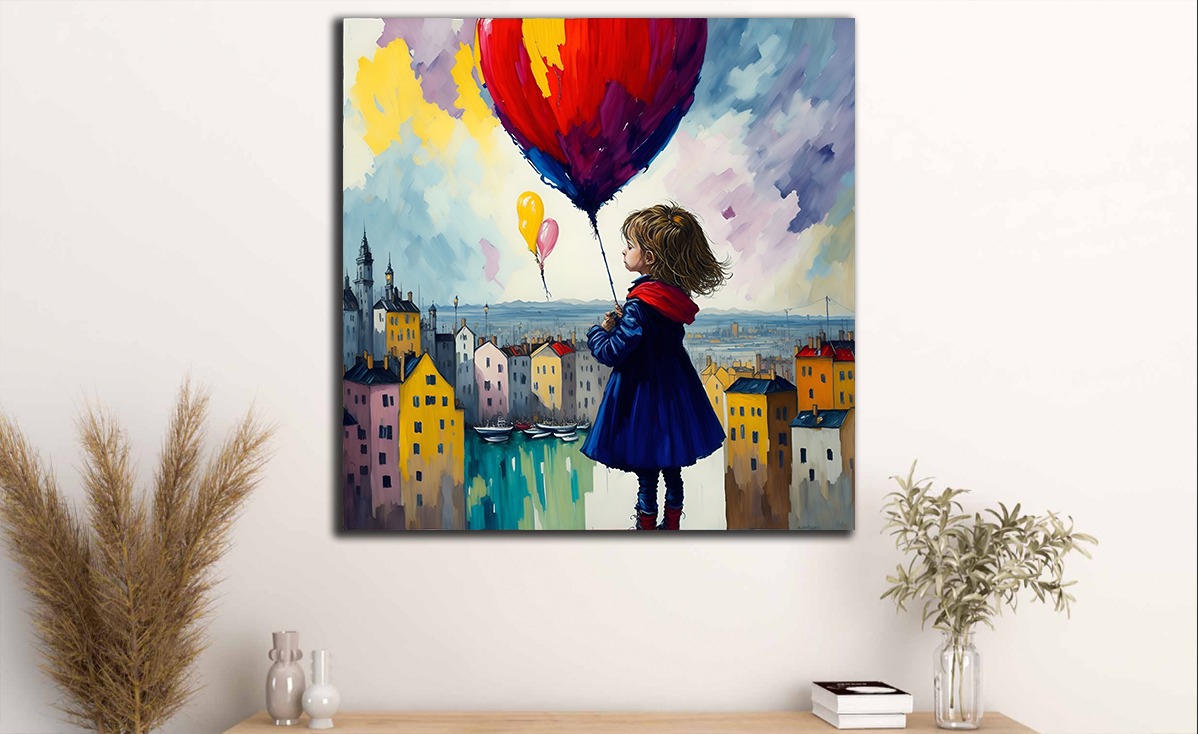 BALONLU%20KIZ%20-%20%20Laminasyonlu%20Kanvas%20Tablo