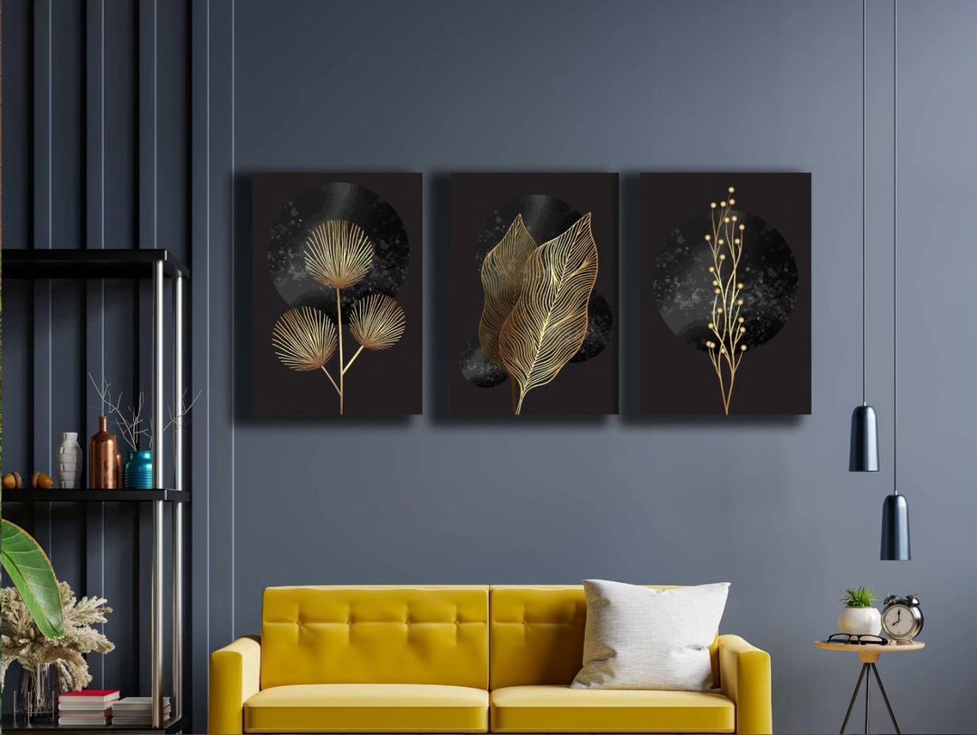 Sim İşlemeli, Laminasyonlu Kanvas Tablo 3 lü Set