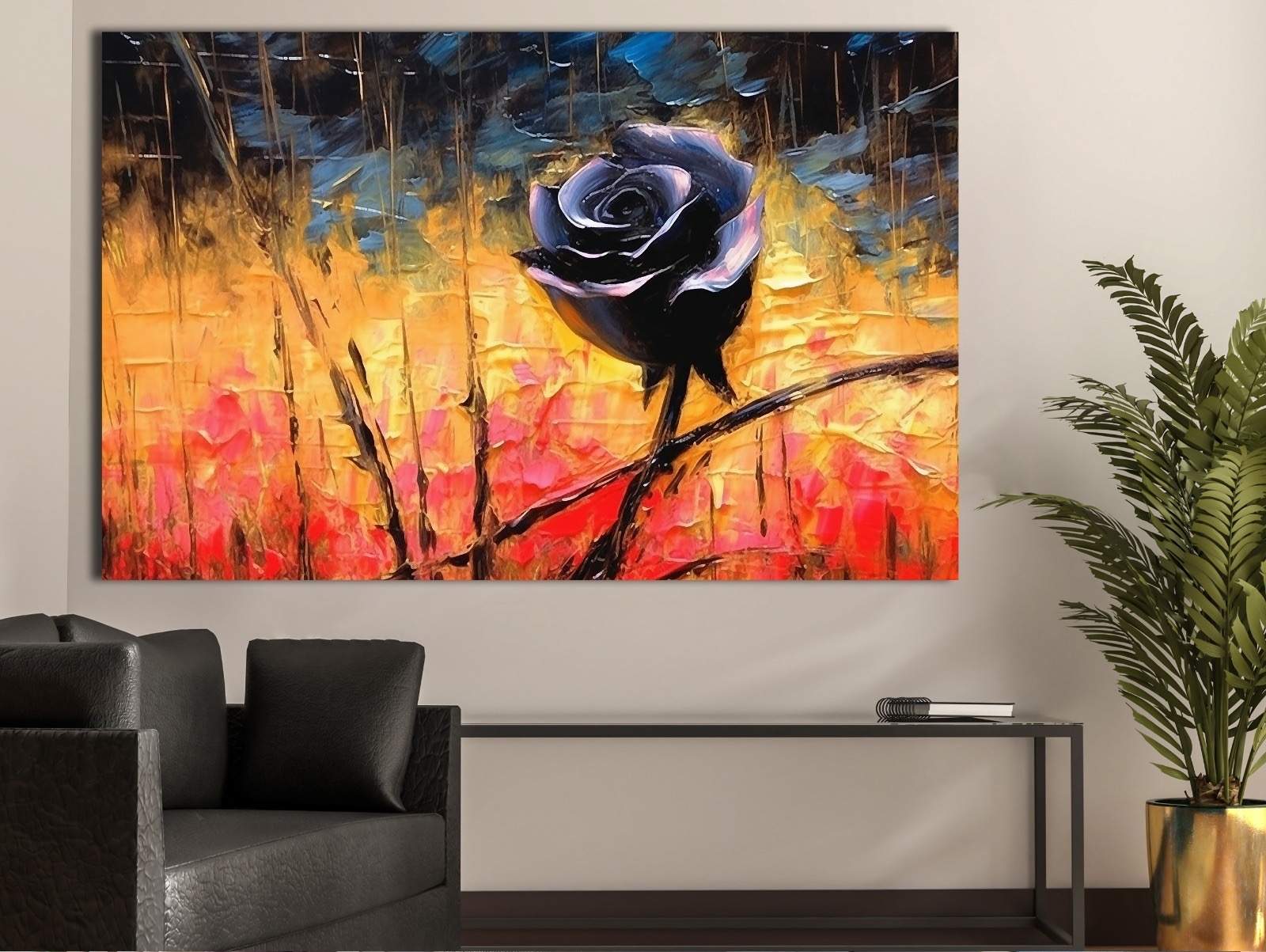 Siyah%20Gül%20-%20%20Laminasyonlu%20Kanvas%20Tablo