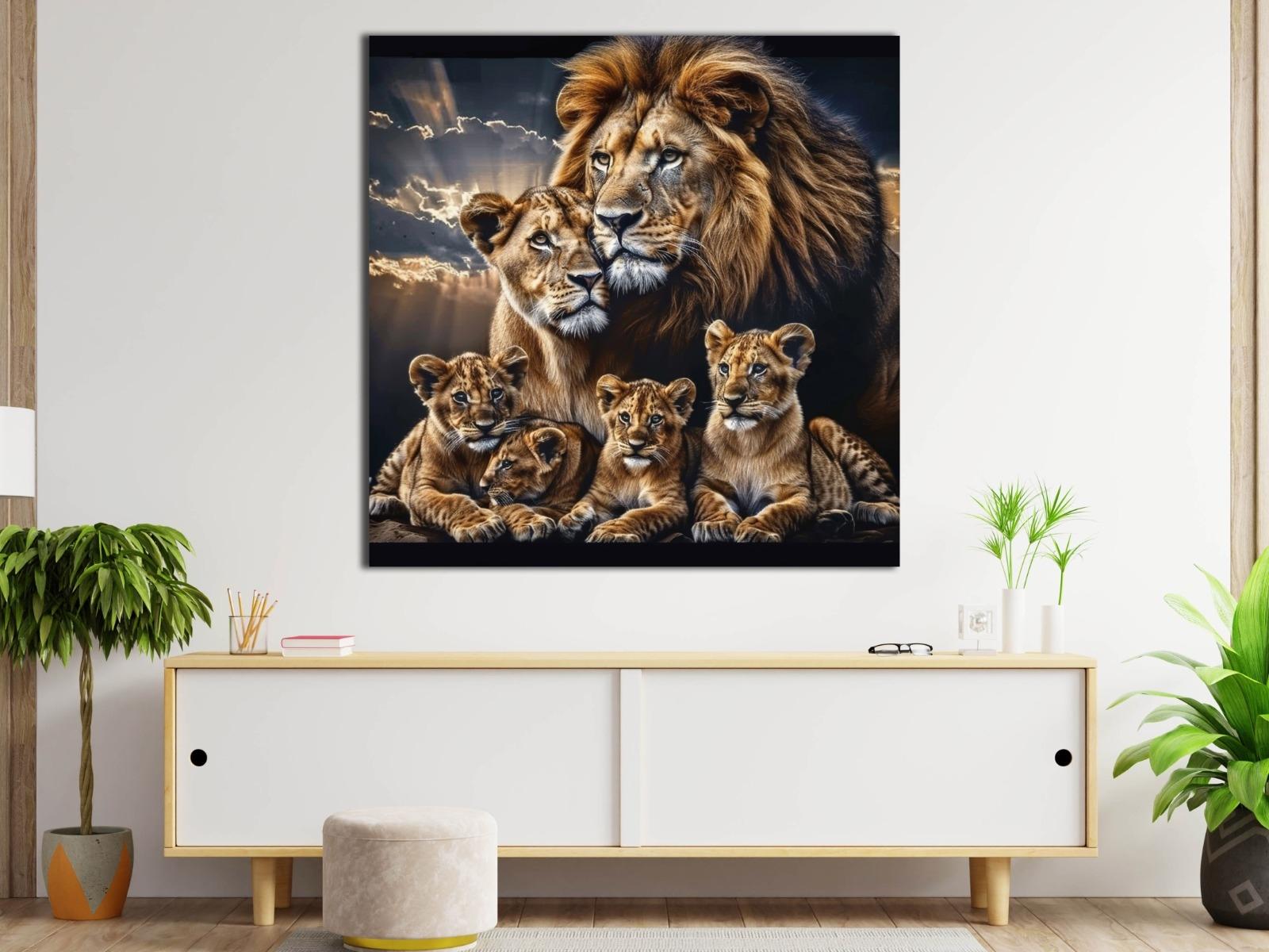 Aslan%20Ailesi%20-%20Laminasyonlu%20Kanvas%20Tablo