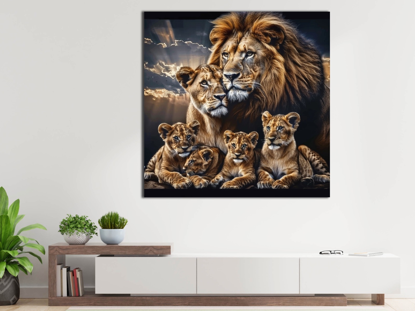 Aslan%20Ailesi%20-%20Laminasyonlu%20Kanvas%20Tablo
