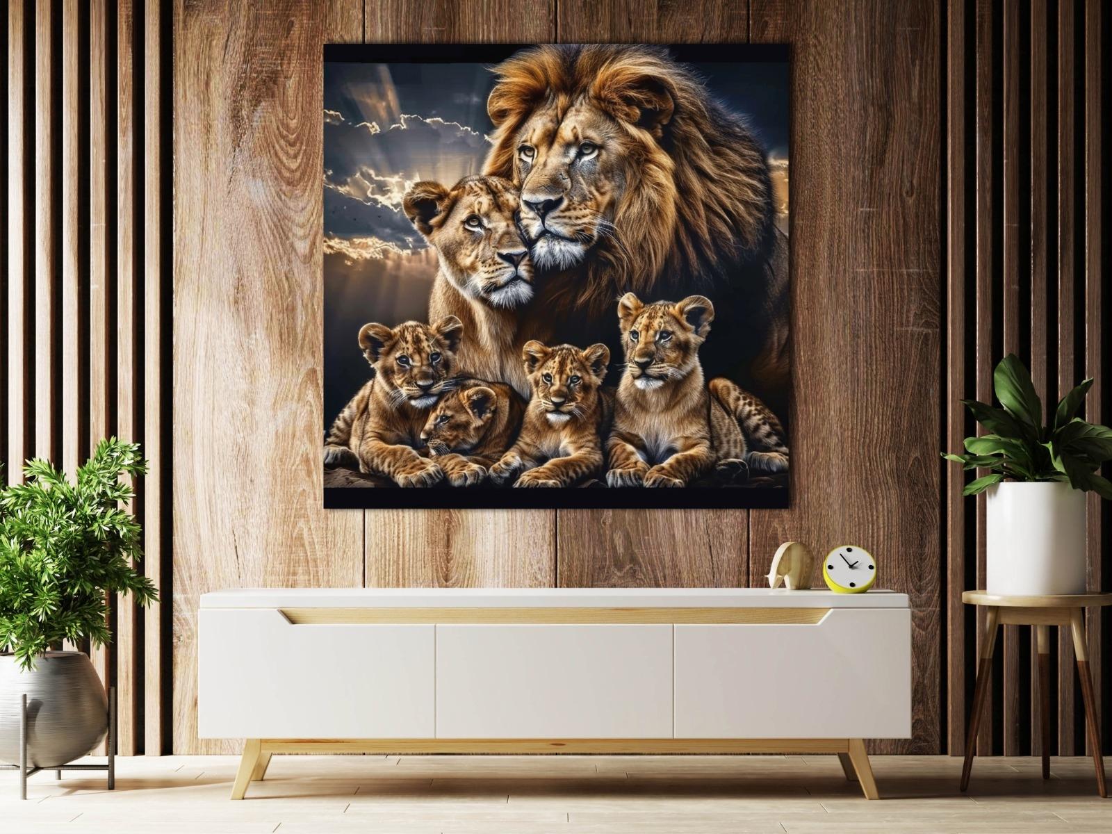 Aslan%20Ailesi%20-%20Laminasyonlu%20Kanvas%20Tablo