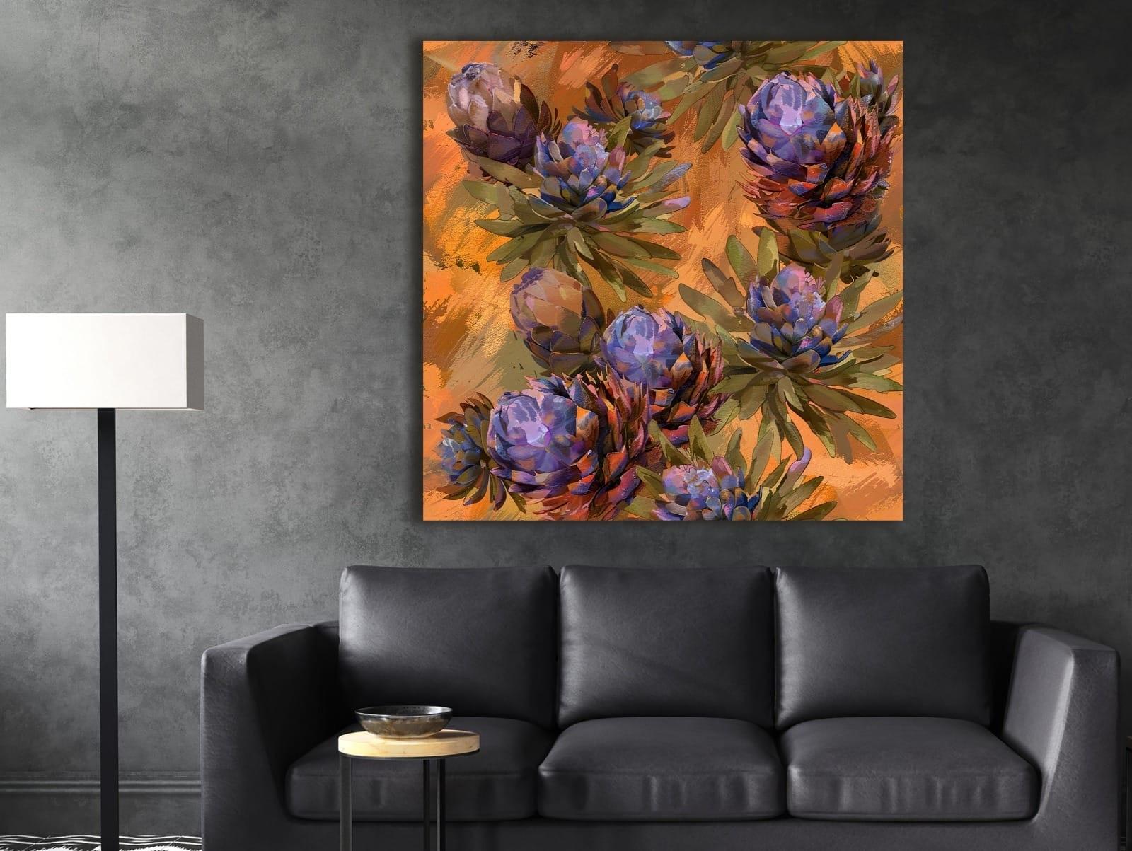 Mor%20Çiçekler%20-%20Laminasyonlu%20Kanvas%20Tablo