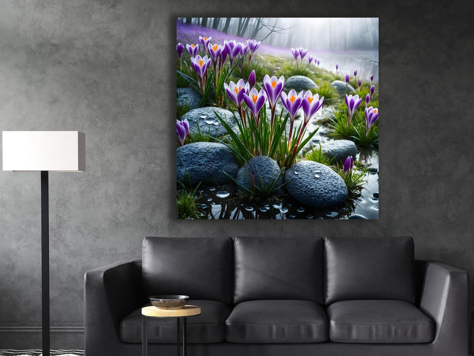 Mor%20Çiçekler%20-%20Laminasyonlu%20Kanvas%20Tablo