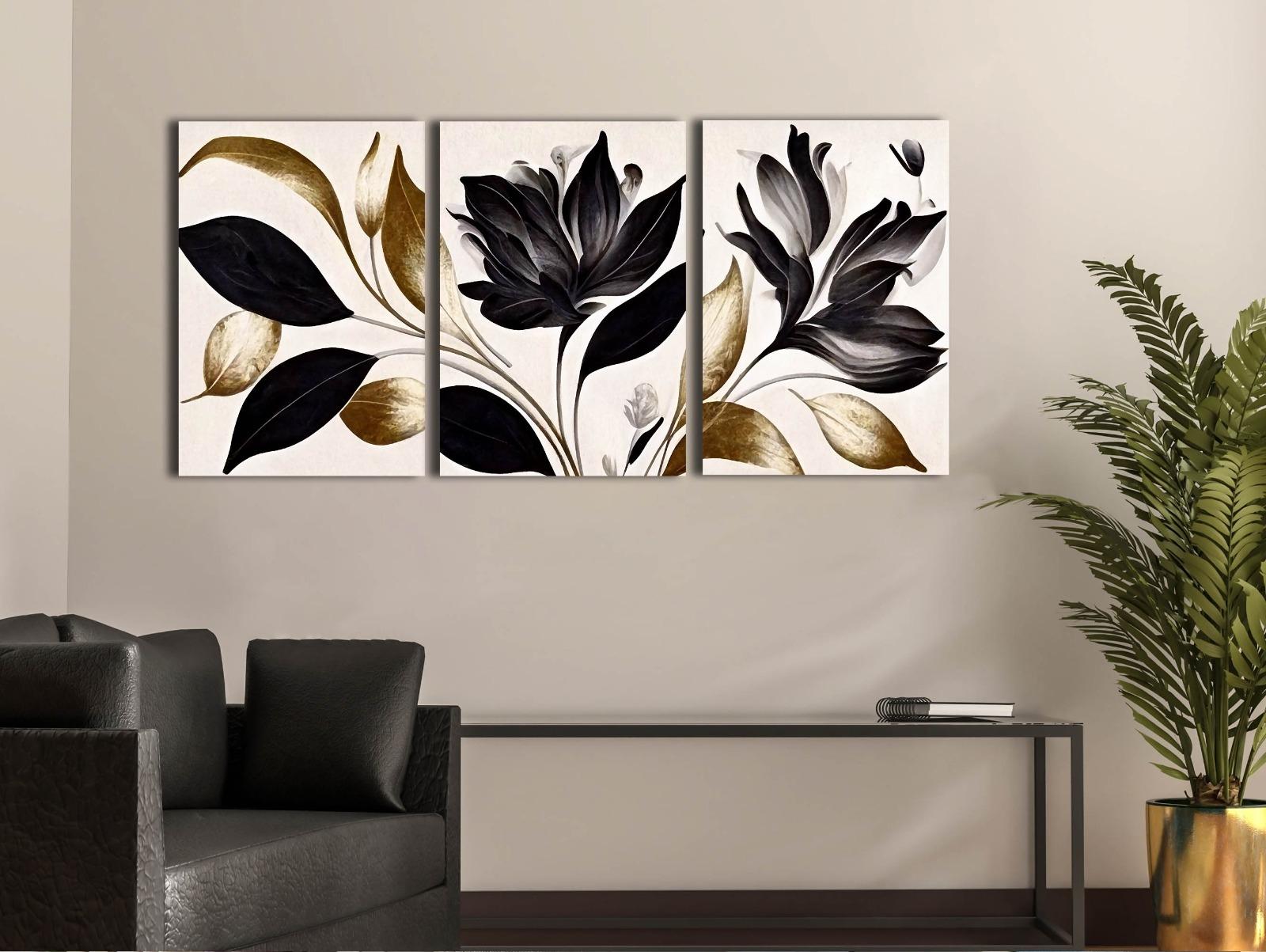 Çiçekler%20-%20Laminasyonlu%20Kanvas%20Tablo%203%20lü%20Set