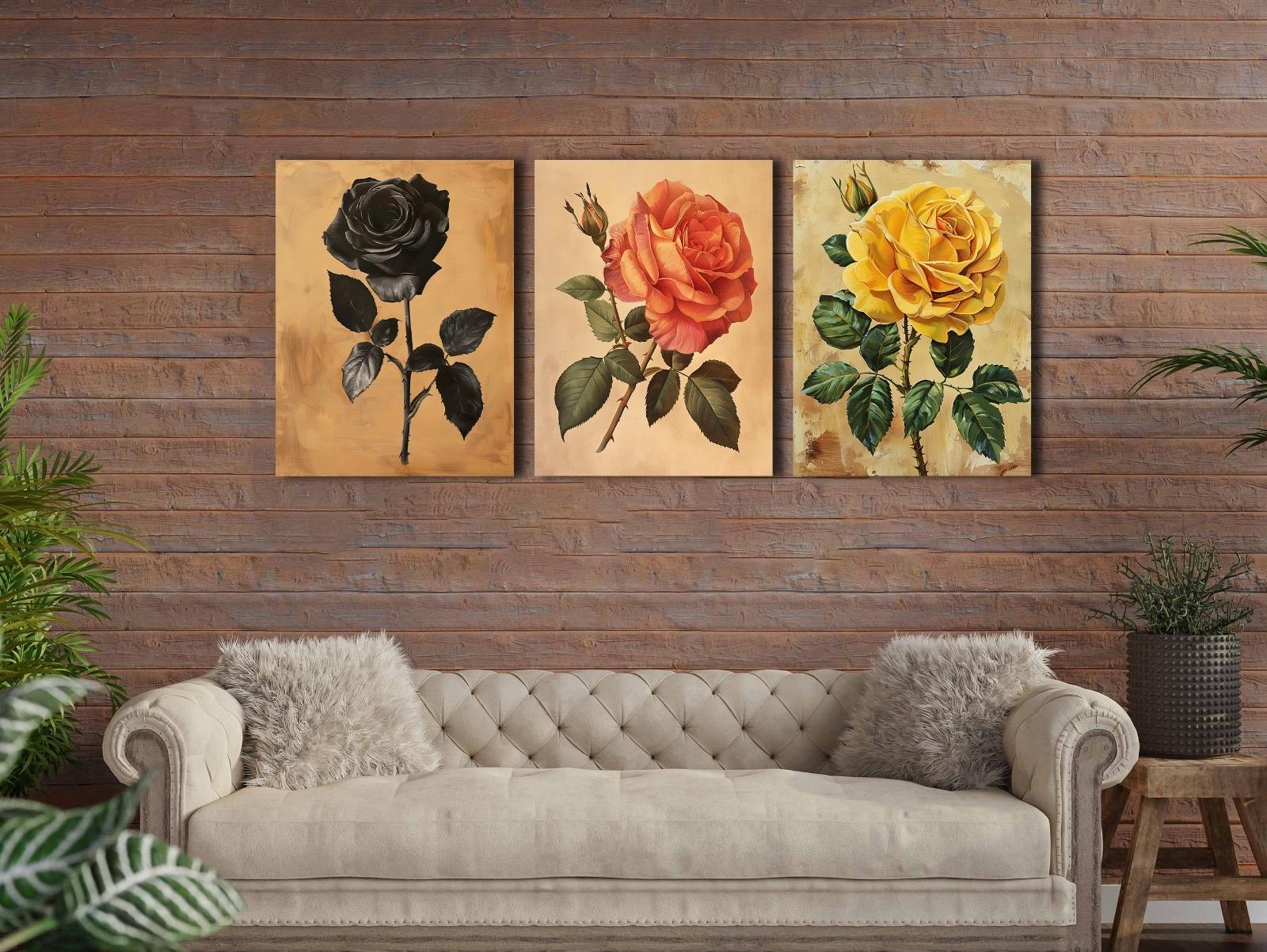 Çiçekler%20-%20Laminasyonlu%20Kanvas%20Tablo%203%20lü%20Set
