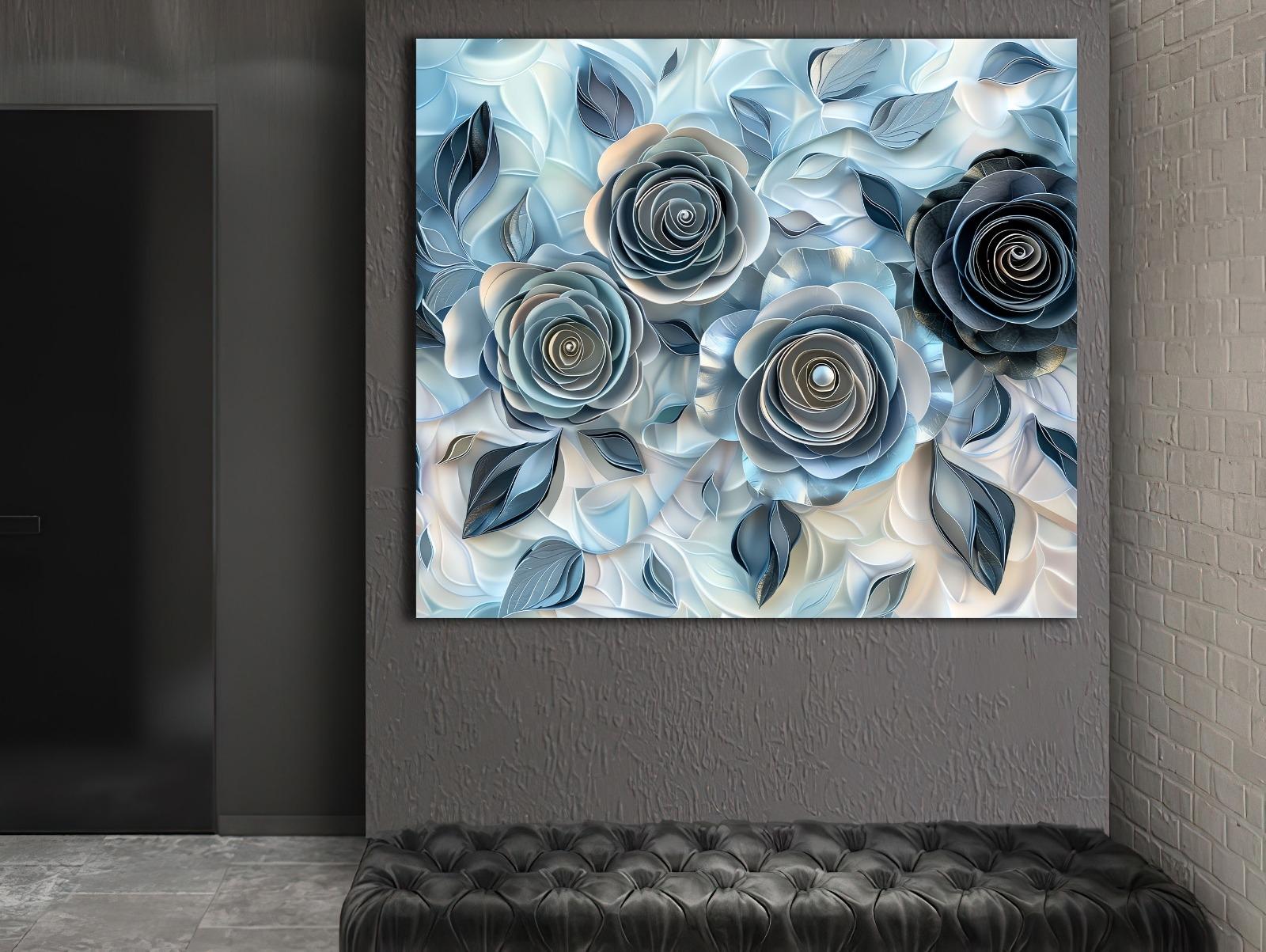 Mavi%20Çiçekler%20-%20Laminasyonlu%20Kanvas%20Tablo