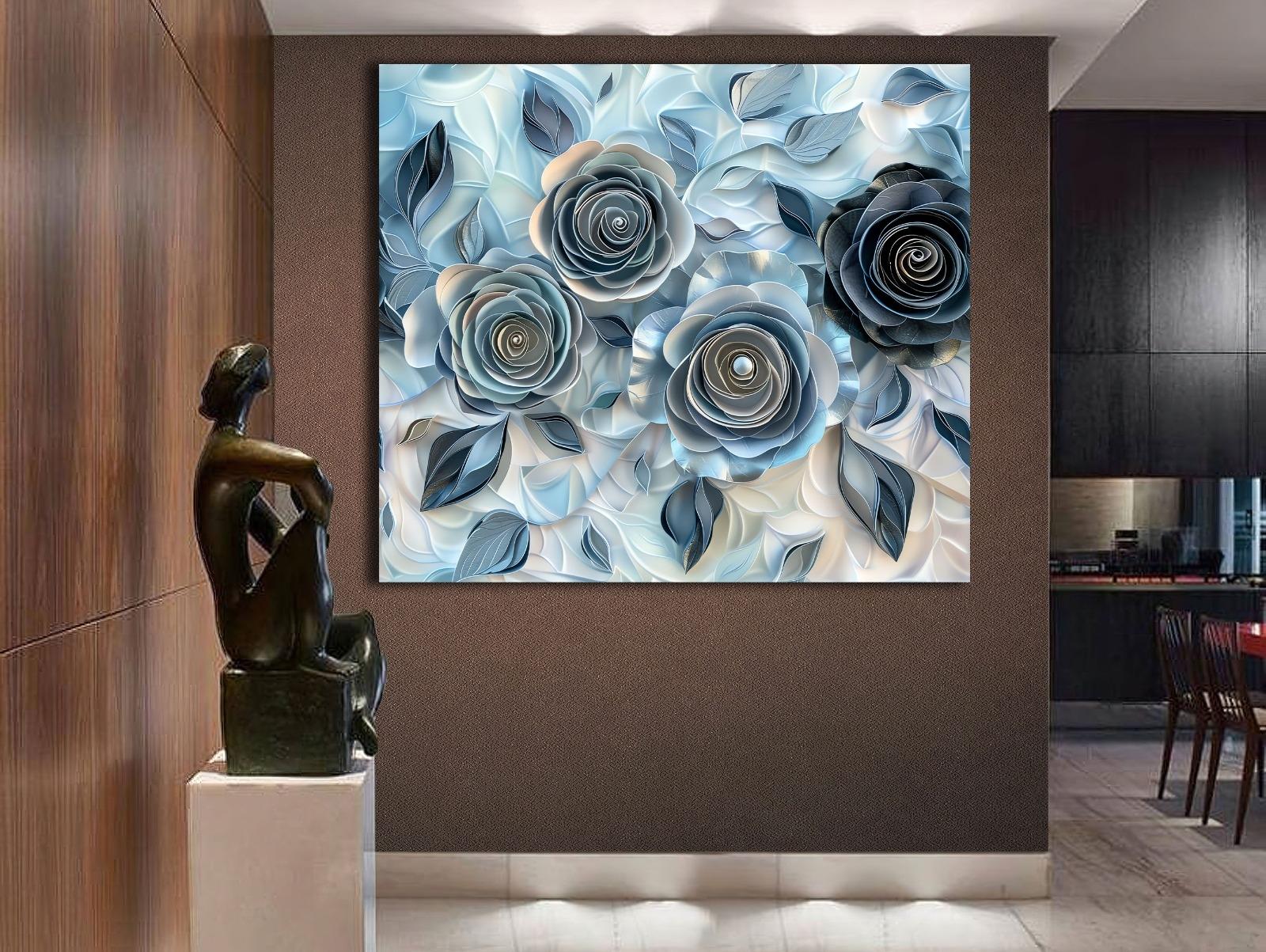 Mavi%20Çiçekler%20-%20Laminasyonlu%20Kanvas%20Tablo