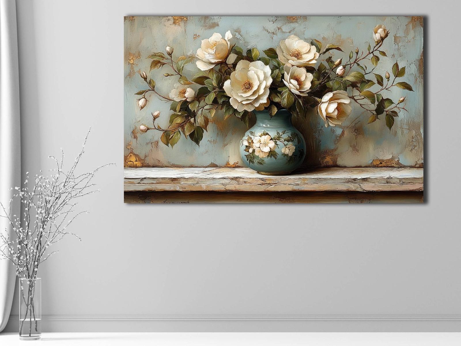 Vazodaki%20Çiçekler%20-%20Sim%20İşlemeli%20Kanvas%20Tablo