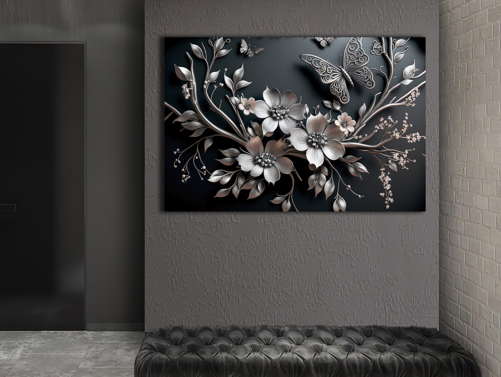 Silver%20Flower%20-%20Sim%20İşlemeli%20Kanvas%20Tablo