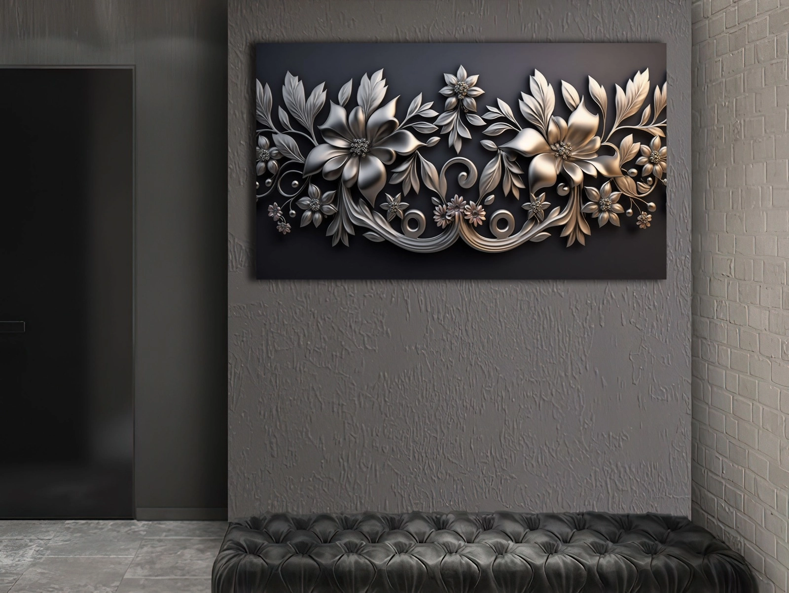 Gümüş%20Çiçekler%20-%20Sim%20İşlemeli%20Kanvas%20Tablo