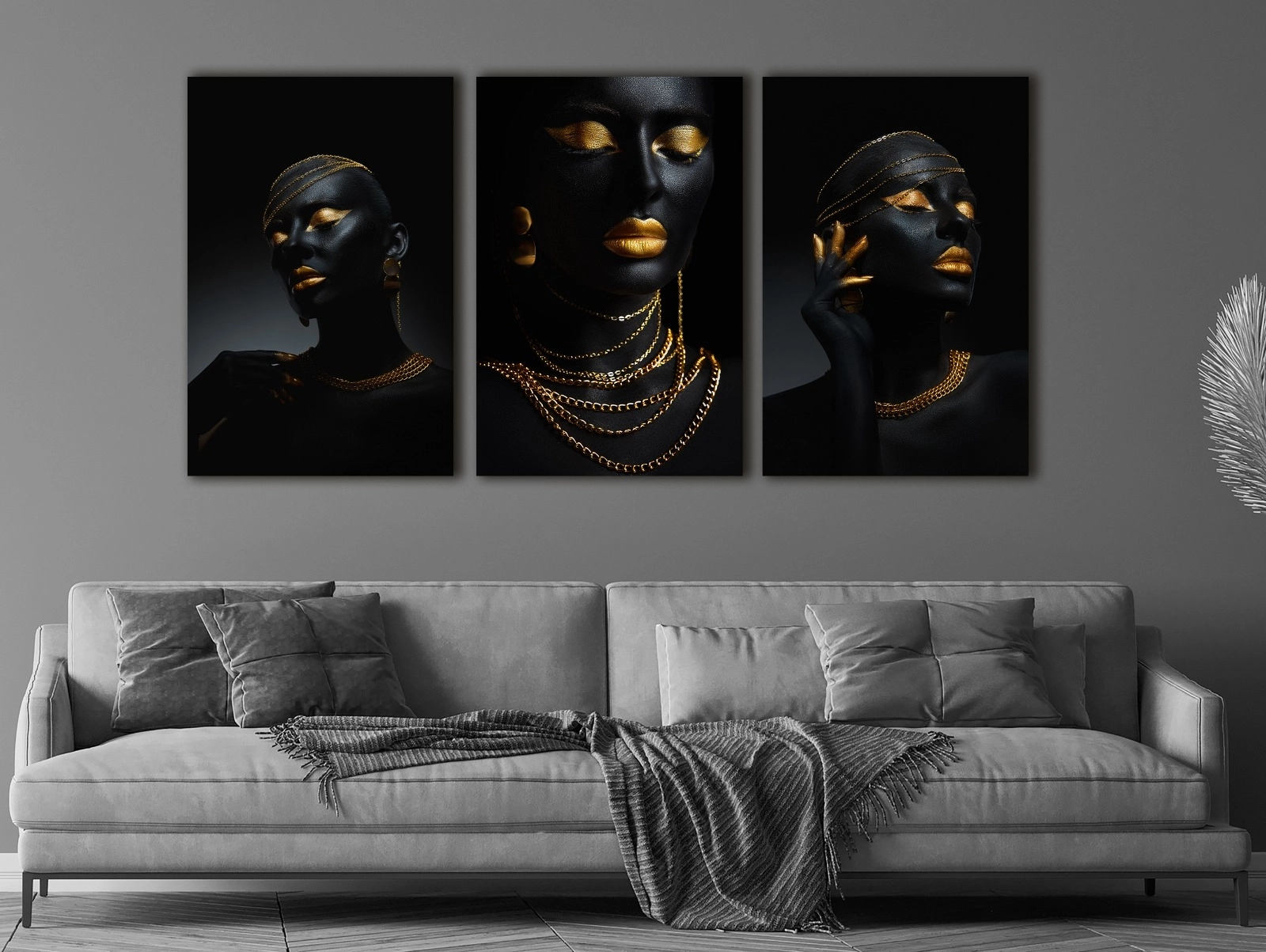 Siyahi%20Güzel%20-%20Sim%20İşlemeli%20Kanvas%20Tablo%203%20lü%20Set