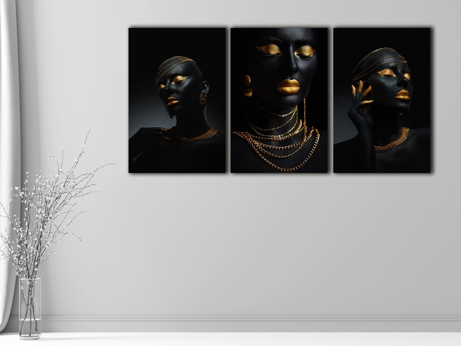 Siyahi%20Güzel%20-%20Sim%20İşlemeli%20Kanvas%20Tablo%203%20lü%20Set