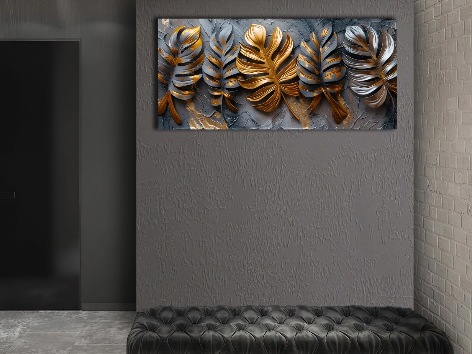 Palmiye%20-%20Sim%20İşlemeli%20Kanvas%20Tablo