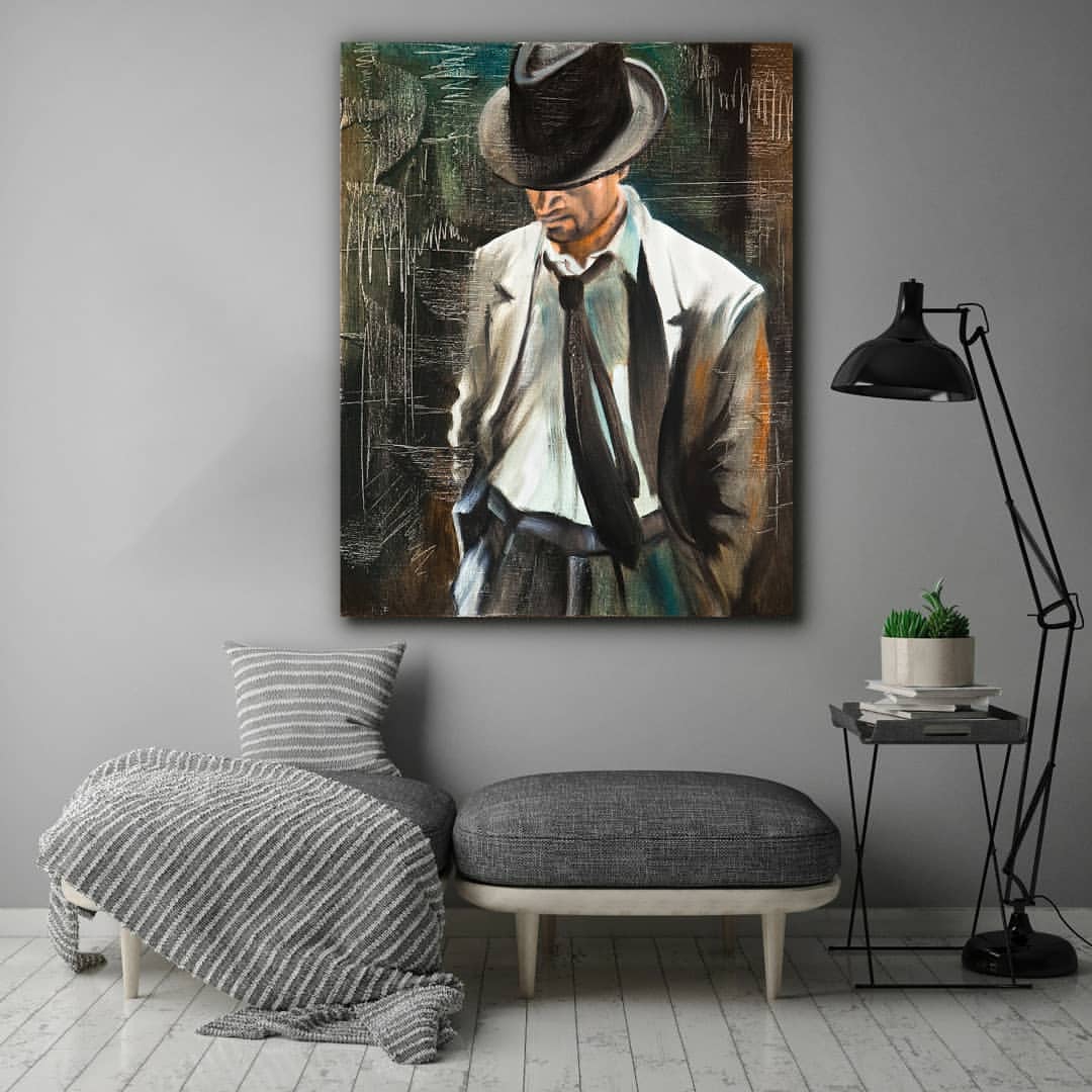 MAN%20WITH%20HAT%20-%20Laminasyonlu%20Kanvas%20Tablo