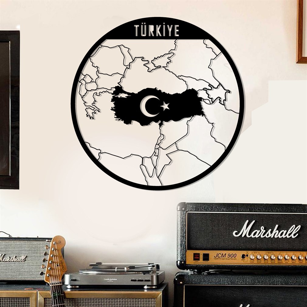 Türkiye Haritası Metal Duvar Dekoru